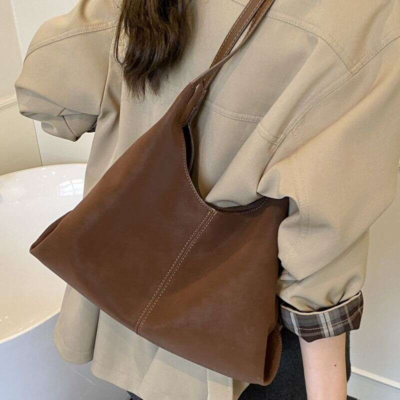 for Women, Large Capacity New Versatile Lazy Style Single Shoulder Crossbody Commuter Soft Leather Tote Bag