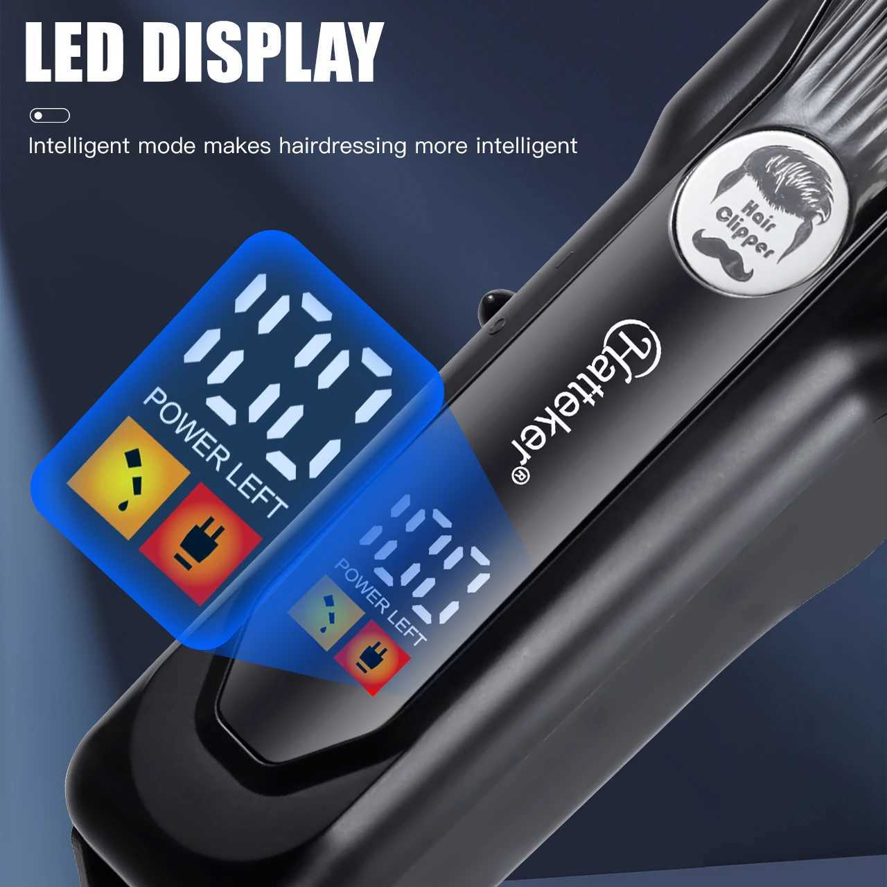 Hatteker Electric Hair Trimmer Professional Adjustable Four Levels Razor Head Intelligent Digital Display Salon Haircut Machine R250926