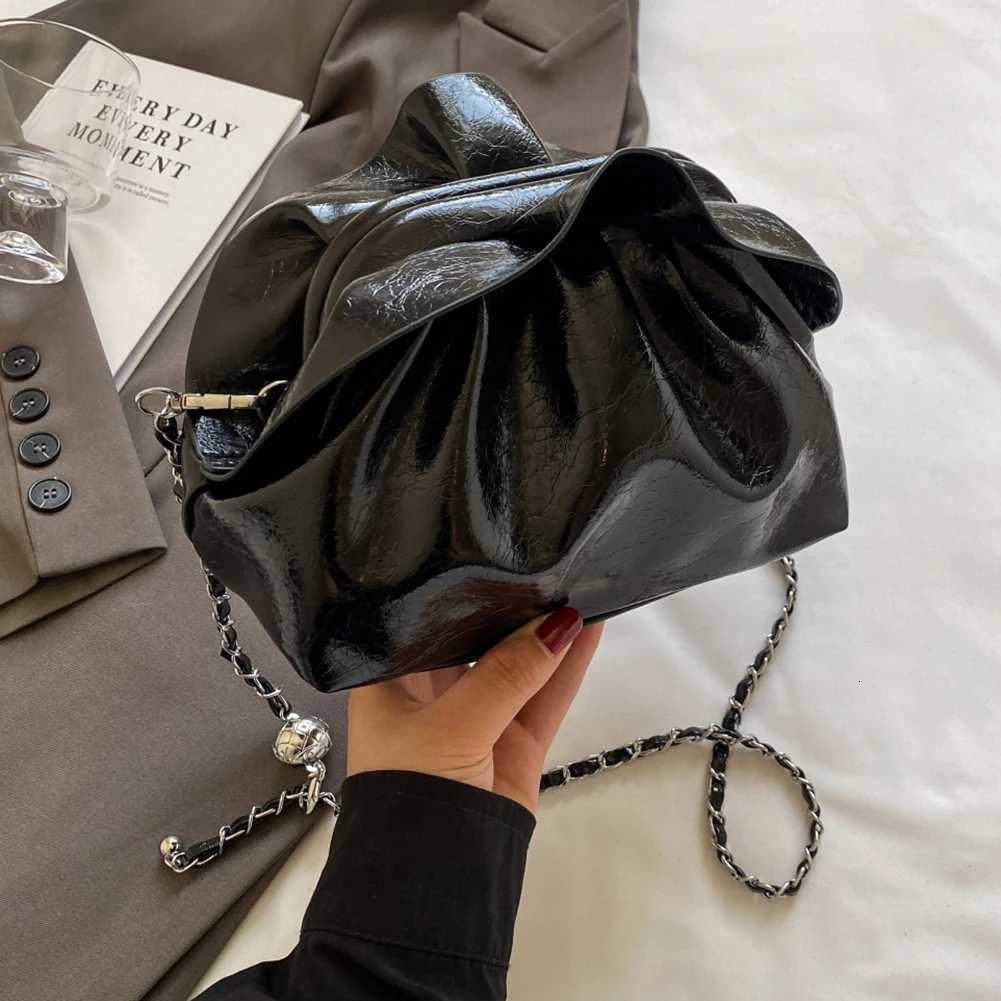 Women PU Leather Clutch Purse Ruched Evening Bag with Detachable Chain Shoulder Bag Dressy Wedding Prom Party Purse Z250926