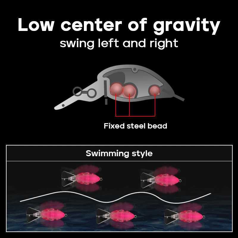 TOYO 21g40mm Sinking Crank Lure Mini Wide Tongue Plate Crank Bait ft And Right High Frequency Swing Trout Lure W250926