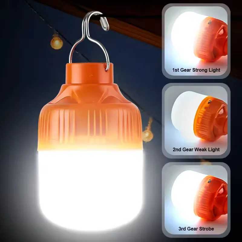 Portable Camping Light USB Rechargeable Led Bulb Emergency Lighting Flashlight Lights Outdoor Picnics Hanging Tent Light C250925