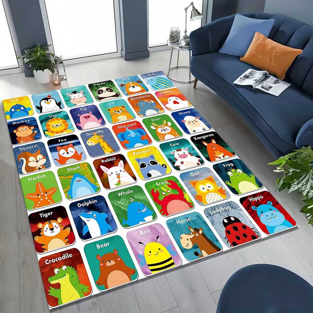 ABC Animal Alphabet Cartoon Early Educatio Children Crawling Playroom Rug for Bedroom Living Room Sofa Doormat DecorNonslip C2509261