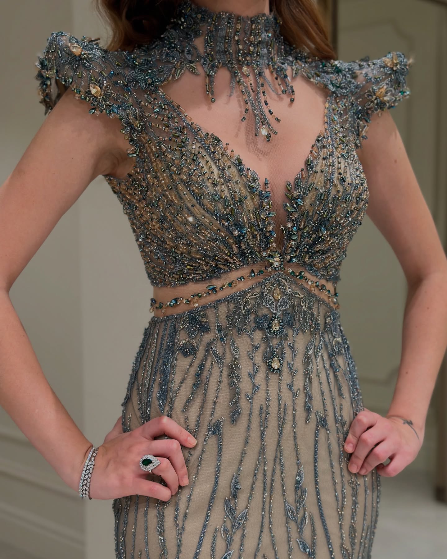 Sequins Beaded Dresses High Sexy V Neck Short Sleeve Mermiad Evening Gowns Women Formal Prom Party Ocn Robes BC20347 9P26