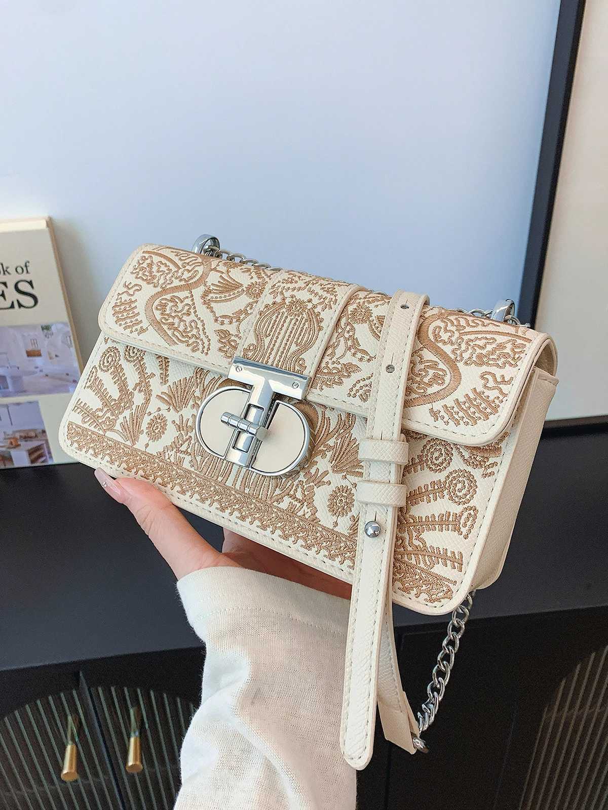 Minority design embroidered bag womens 2024 new fashion chain shoulder bag square bag Z250926