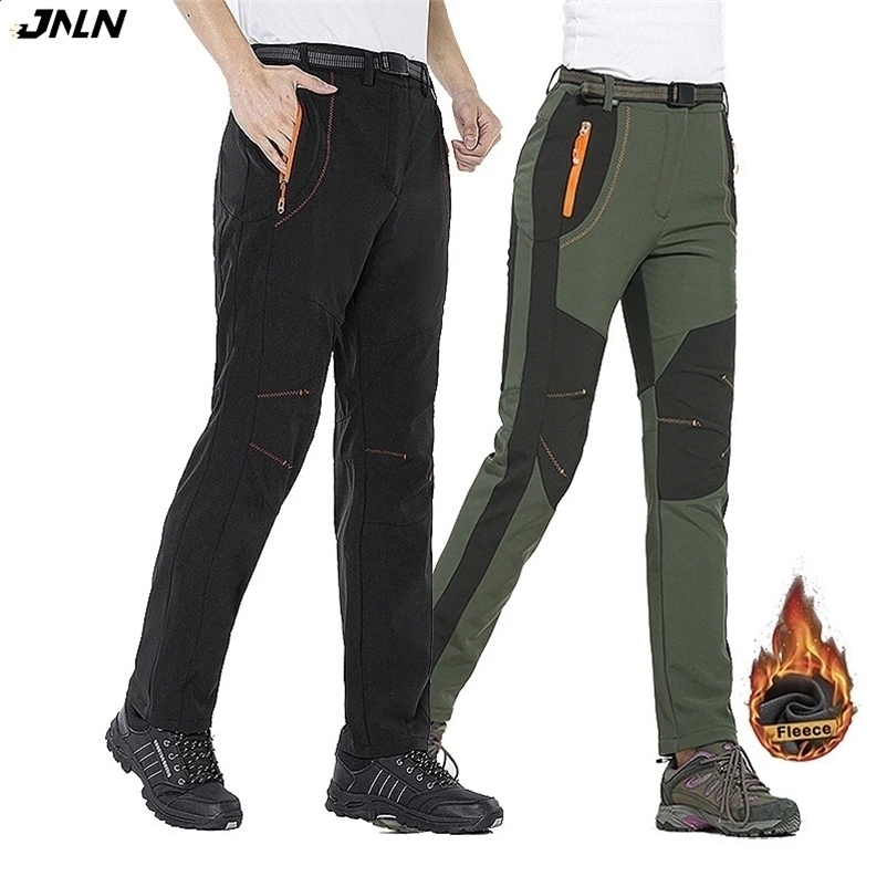 JNLN Men Women Fleece Winter Pants Ski Trekking Hiking Camping Waterproof Pants Outdoor Soft Shell Thick Thermal Cargo Trousers 250116bjbj