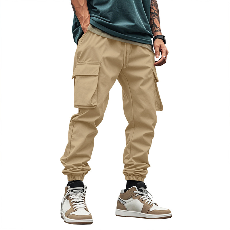 American Outdoor-Inspired Multi-Pocket Relaxed Fit Men's Cargo Pants with Tapered Ankles for Streetwear and Casual Sports European size: S-3XL