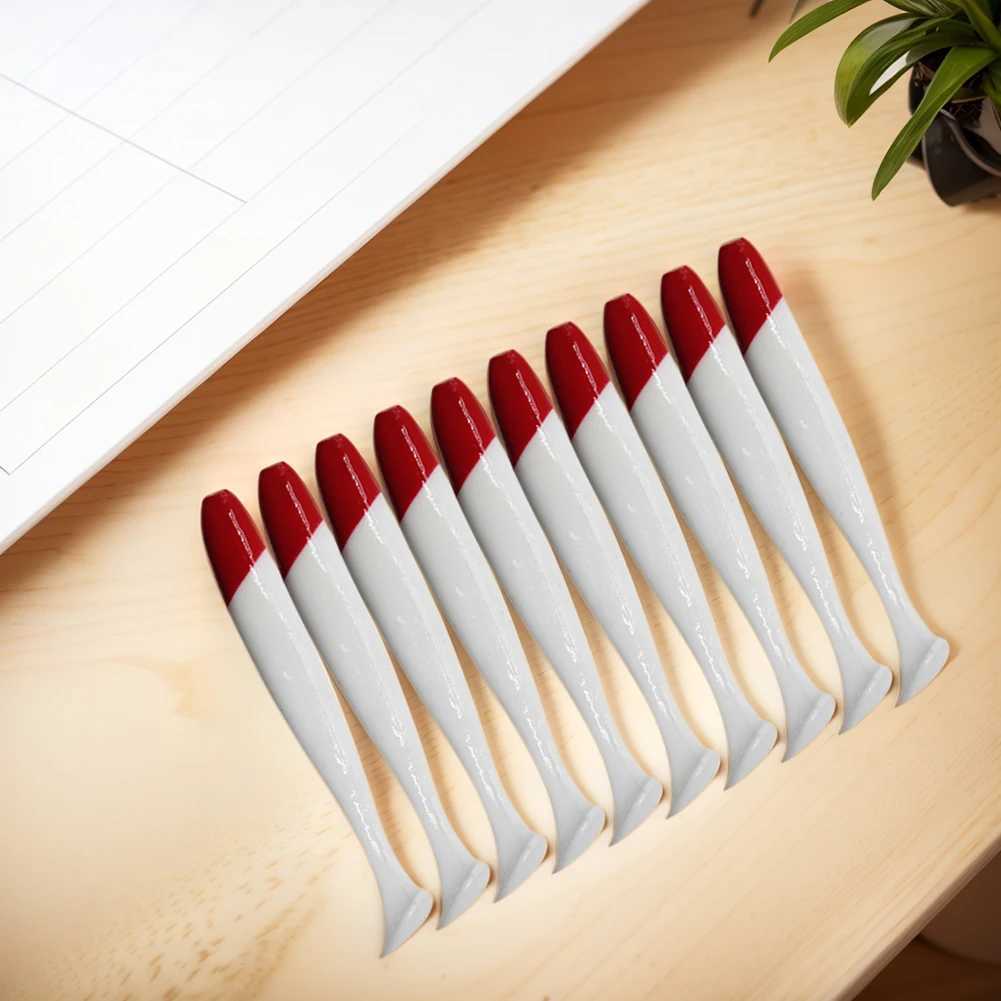 10Pcs Artificial Worm Swimbait 55637cm Red White Body T Tail Bait PVC Soft Fish Wobbrs Fishing Accories W250926