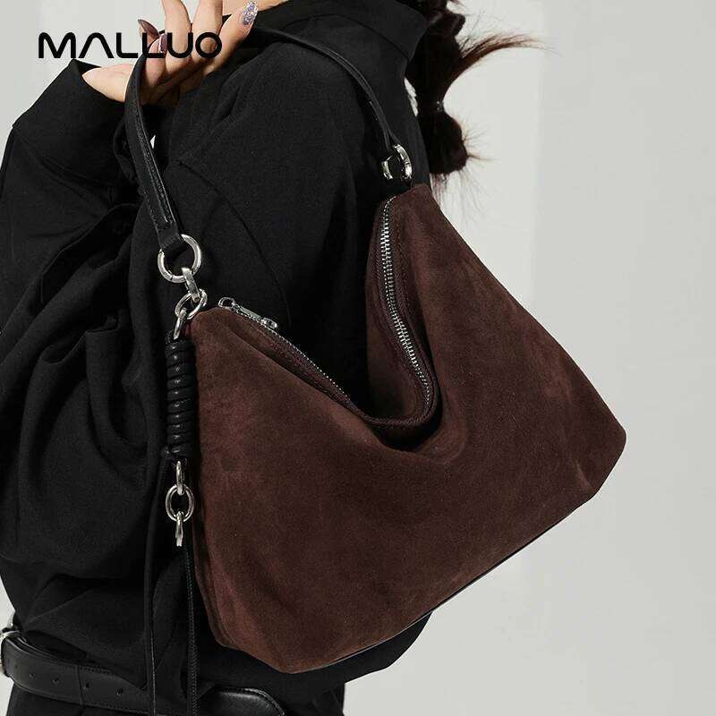 Female Retro Casual Cow Leather Handbags Women Soft Frosted Cowhide Shoulder Bag Ladies Fashion Trend Designer Bags Lady Suotong2509