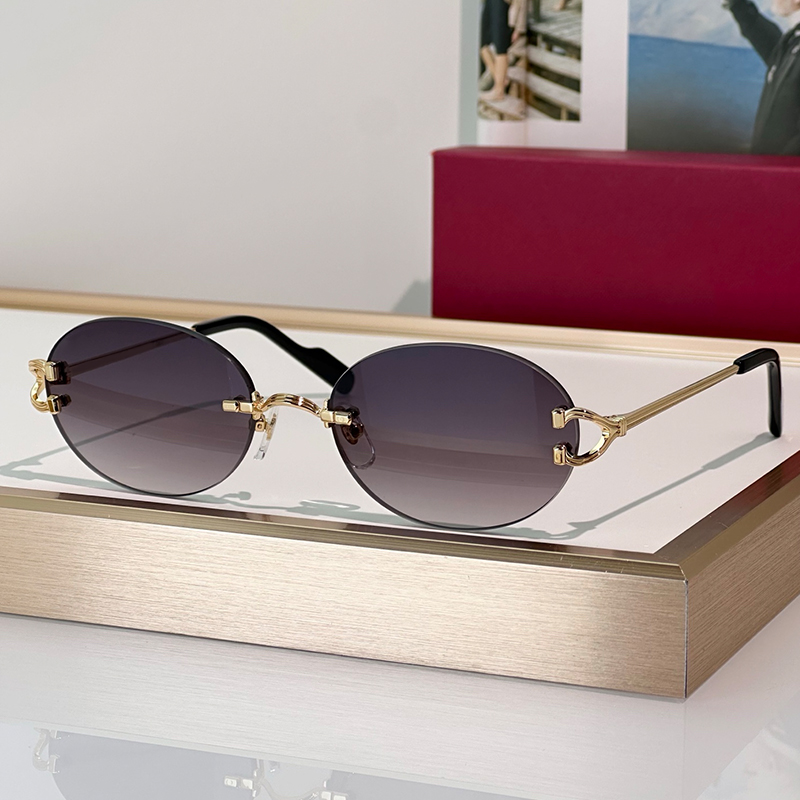 Designer Oval Sunglasses For Women Men Fashion Rimless Eyewear 0551 Luxury Sunglasses Outdoor Goggles UV400 Protection Glasses With Box