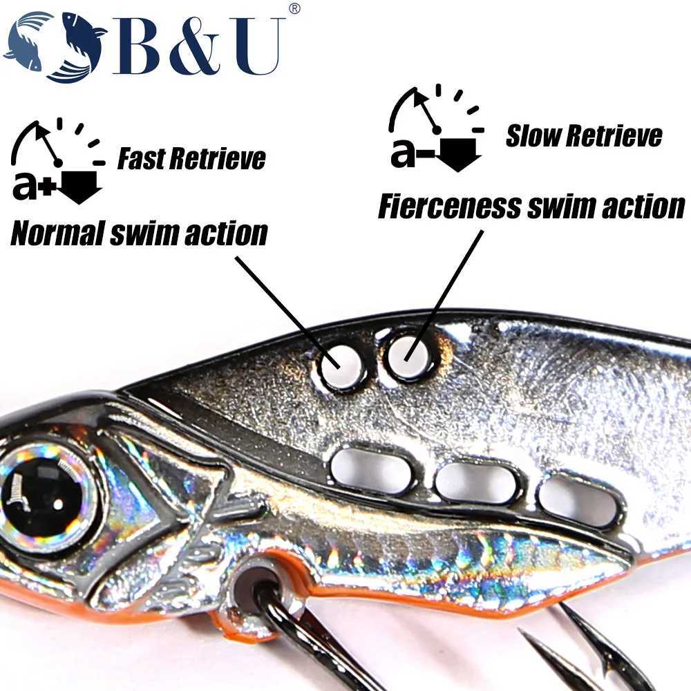 BU Blade Bait Spinner Spoon Metal Jig Bait VIB Sinking Spinning Treb Hook Spinneait Pesca Pike Carp Sea Fishing Lure W250926