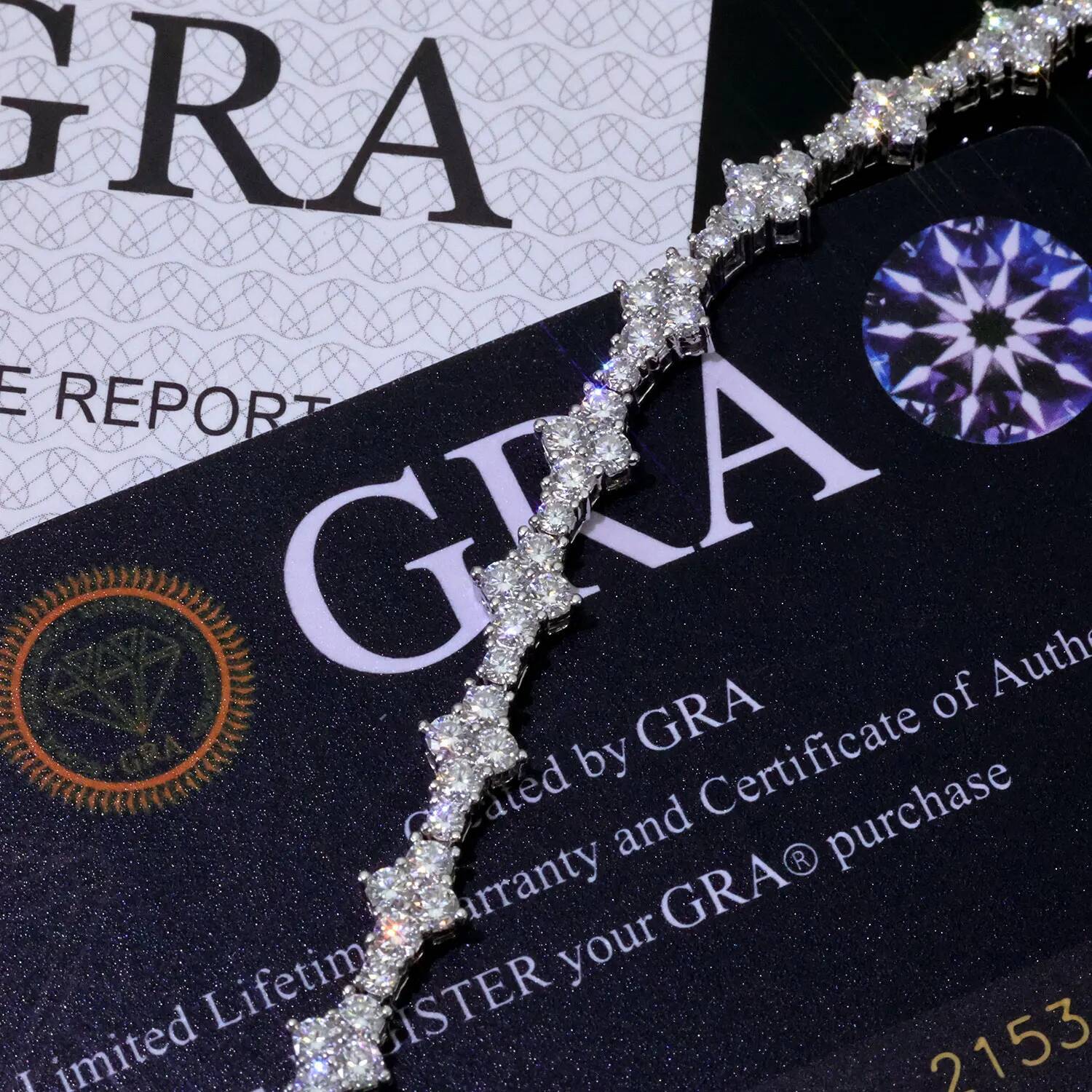 In Stock Claw Setting Lab Diamond 925Solid Silver Bracelet Hip Hop Jewelry D VVS Moissanite Diamond Cross Cluster Tennis Chain