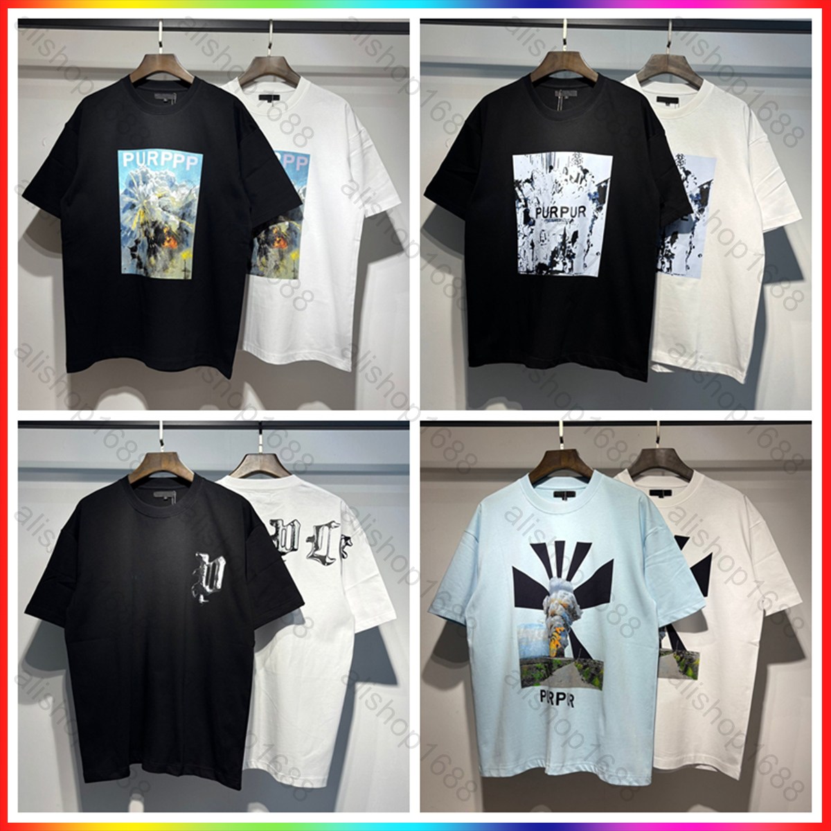 Summer Purple Shirt Designer T-shirt Casual Men's and Women's Loose Round Neck graphic tee Short Sleeve Bestseller Luxury Fashion Letter Print Hip Hop Street T-shirt