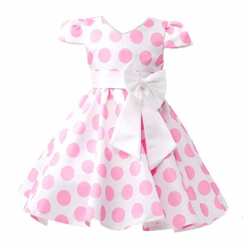 Summer Baby Girl Short Sleeve Bow Princess Dress for Girl Polka Dot Big Red Party Wedding Dresses Kids Clothes Children Costumes Z250926