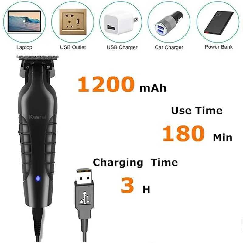 Kemei USB Fast Charging Clippers Barber Machine 1200MA Rechargeable Cordless Hair Trimmer Kemei Electric Hair Clipper R250926