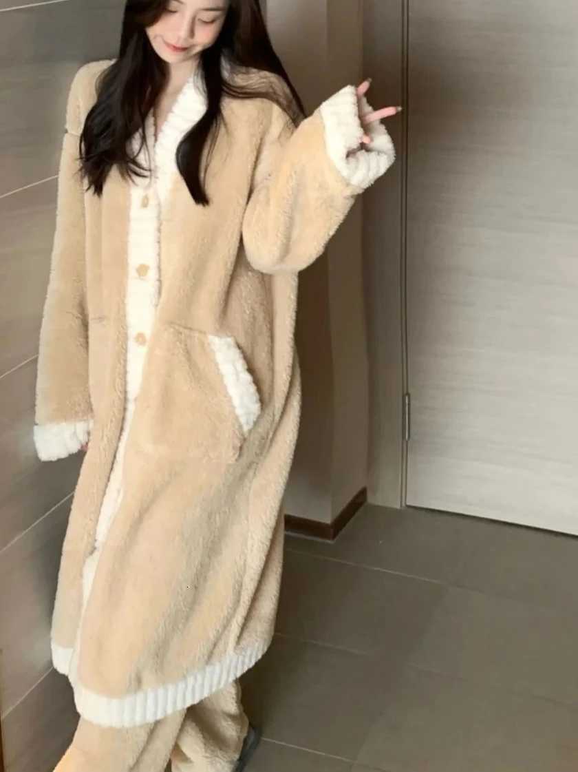 2025 Winter New Womens Sleeprobe Loose Warm Vneck Home Clothes Z250925