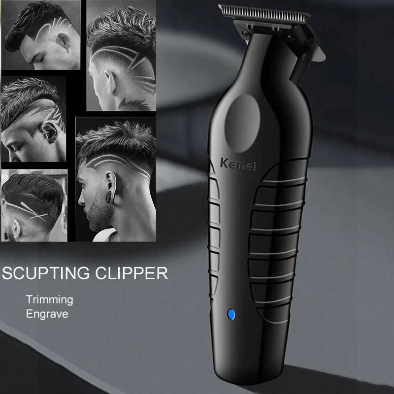 Kemei Hair Clipper Eletric Professional Hair Trimmer 0mm Gapped Carving Clipper For Men Black Ceramic Blade Barber Use R250926