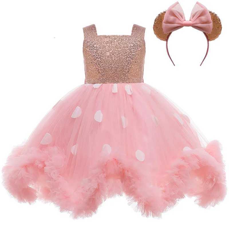 1 2 3 4 5 6 Years Baby Girls Dress Summer Sequined Mesh Fashion Girls Princess Dresses And Hairbands 2Pcs Childrens Clothing Z250926