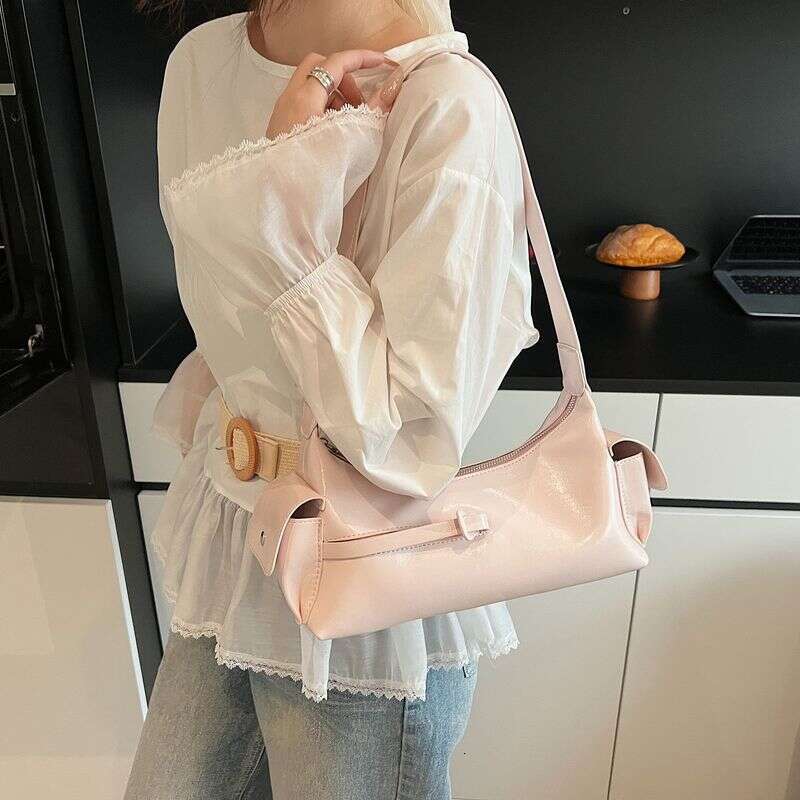 Korean Style Underarm Crescent For Women New Fashion Versatile Double Pocket Large Capacity Shoulder Bag
