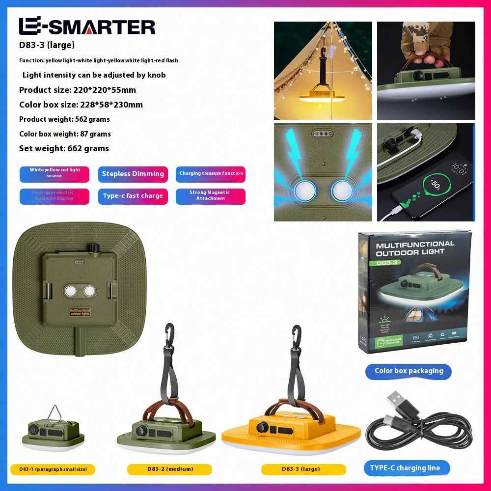 ESMARTER Rechargeable Camping Tent Strong Light with Magnet Portable LED Bulb Lamp Torch Work Maintenance Lighting with Hook C250925