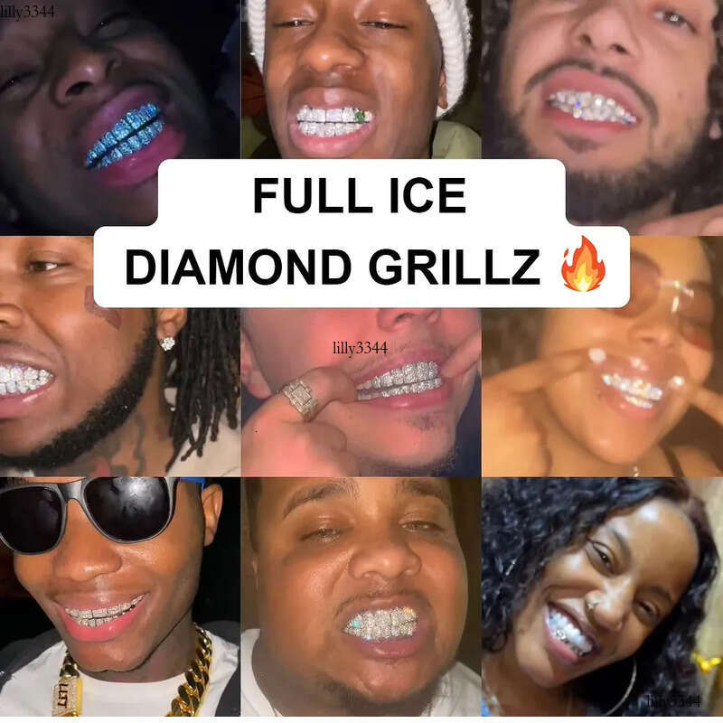 Pass Dia Tester Princess Cut Custom Moissanite Grillz Hiphop Jewelry Sier Gold Iced Out Dental Grills for Teeth 111 aaa