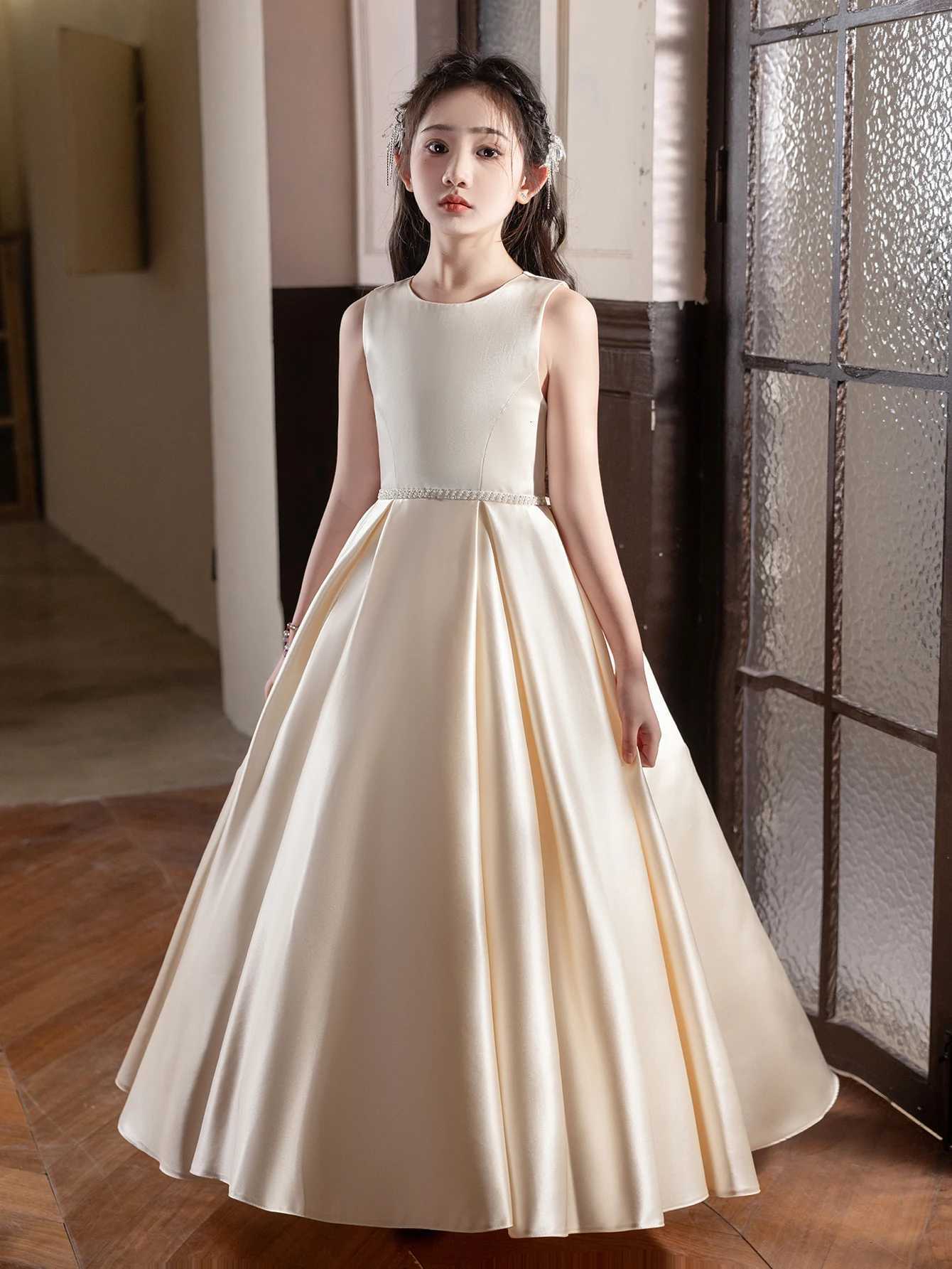 Highend Elegant Champagne Long Dress Large Bow Design for Teenagers Formal Occasions Birthday Party Wedding Bridesmaid Dress Z250926
