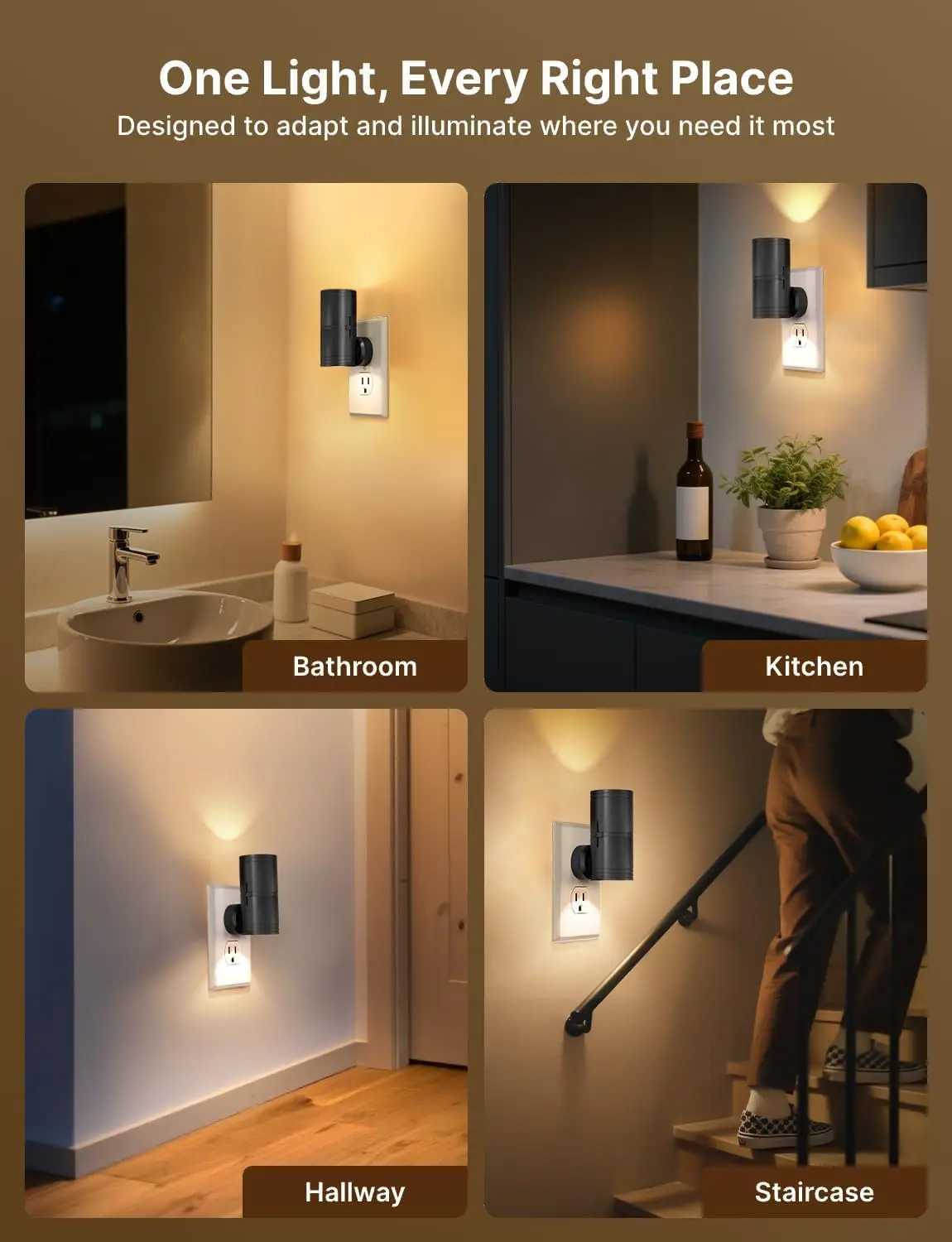LED Night Lights Plug Into Wall Plug in Night Light with 3 Light Modes Dusk to Dawn Dimmable Night Light for Hallway Bathroom C250925