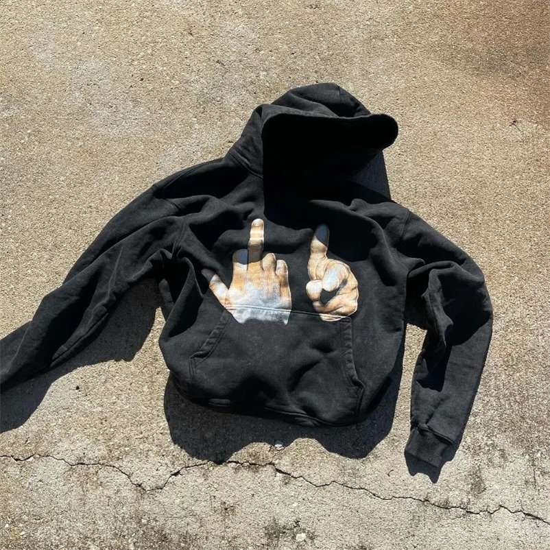 Street Fashion Vintage Print Hoodie for Men Y2k Goth Harajuku Fashion Coat Couple Casual Personality Loose Sweatshirt 240729