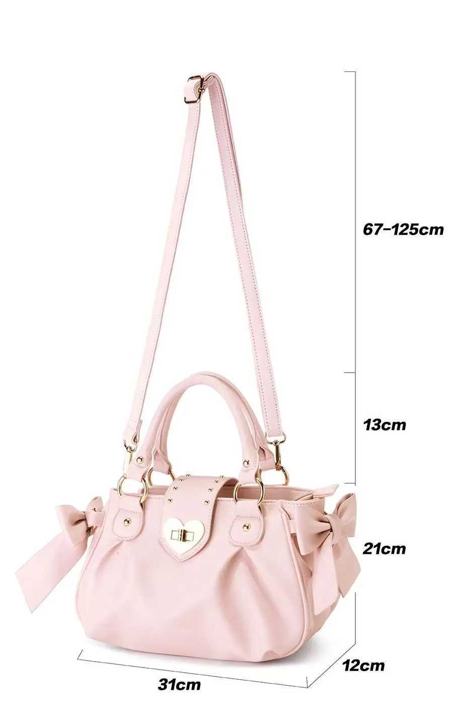 Harajuku Bow Pink Hand Bag Purse Women Japanese Style Soft Casual Crossbody Bag Ladies Sweet Cute Large Capacity Shoulder Bags Z250926