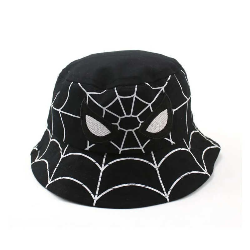 Disney Kids Caps Cartoon Spider Bucket Hats for Boys Girls Fashion Outdoor Sunscreen Fisherman Caps Children Accessories H250926