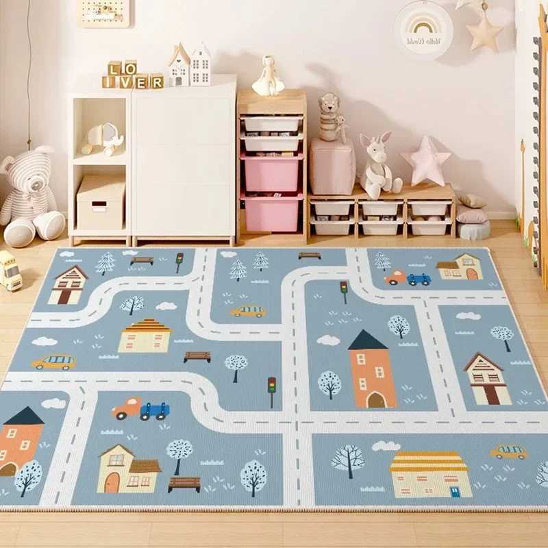 Childrens Room Play Area Carpet Living Room Bedroom Childrens Car track Digital puzzle game mat Baby play crawl mat C250926