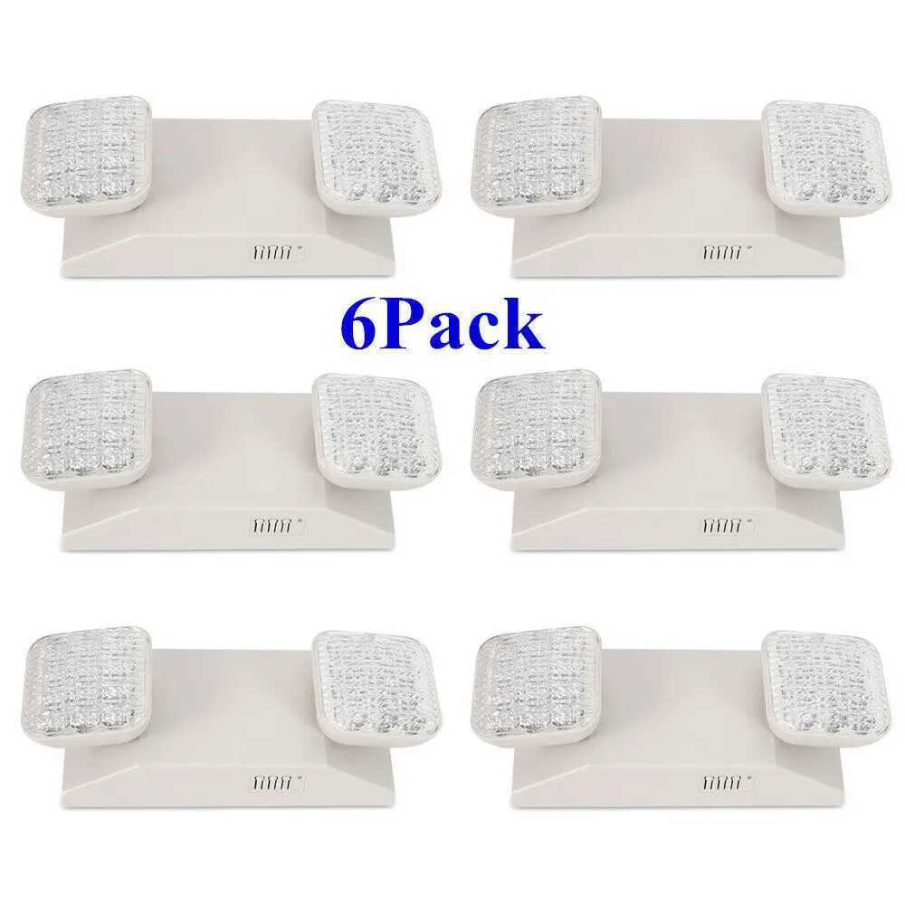 6Pack LED Emergency Exit Light Adjustable 2 Head With Battery Backup 924NEW C250925