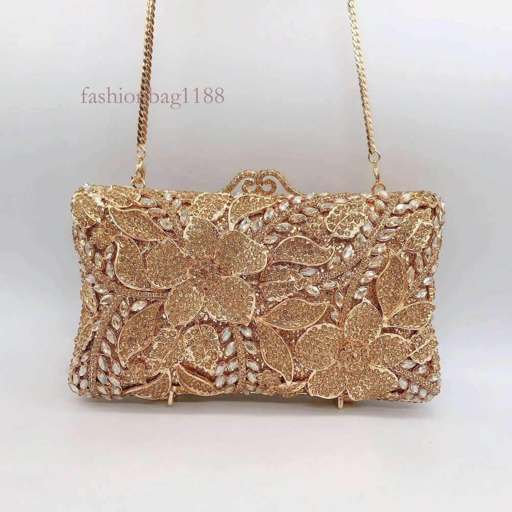 Evening Gold/Sier Chain Shoulder Bags for Women Stones Day Clutches Dias Metal Ladies Clutch Handbags