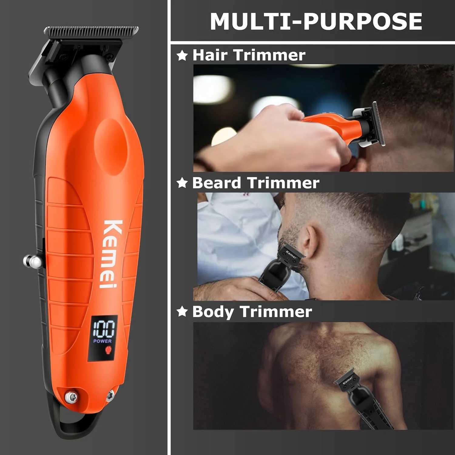 Kemei 2293 Professional Hair Beard Trimmer Men Barber Rechargeable Finish Hair Cutting Machine Zero Gapped Cordless Hair Clipper R250926