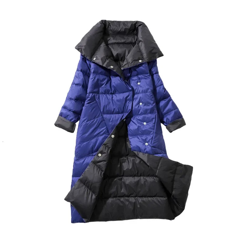 Winter Down Jacket Women Parkas Coats Turtleneck Long Casual Light Warm Duck Down Double Sided Wear Waterproof Outerwear 250917