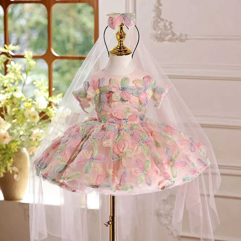 KLGFLD Flower children wedding childrens dress girls birthday party evening dress highend piano playing girls dress Z250926