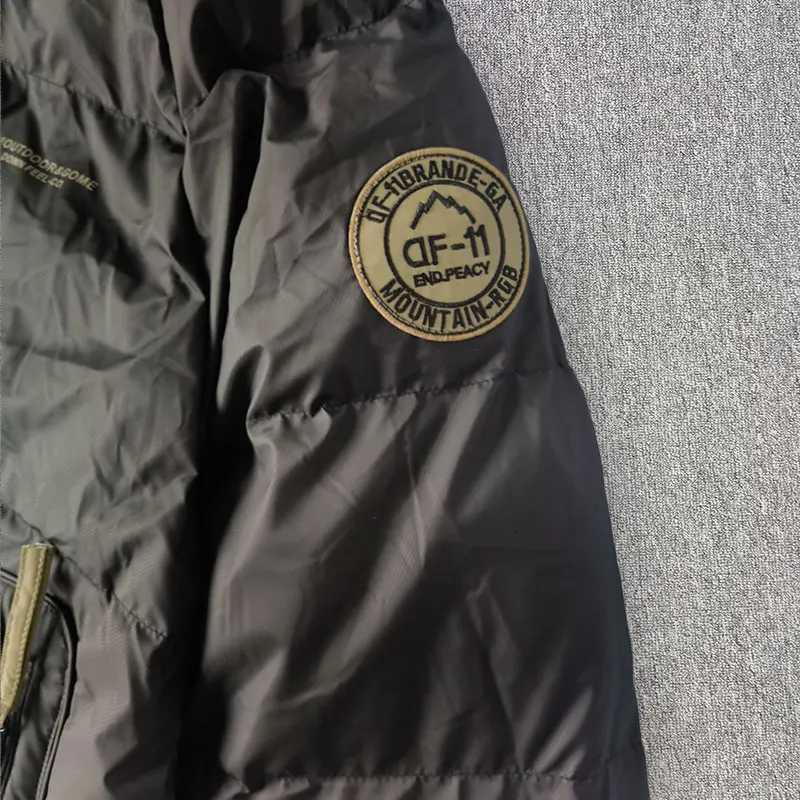 Winter Man Thick Warm Down Jacket Hip Hop Mens Workwear Hooded Jacket Disposable Windproof Cargo White Duck Down Jacket W250926