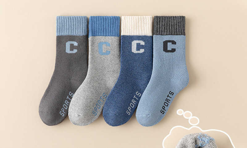 New Autumn Winter Childrens Socks Warm Terry Socks 112 Years Old MidCalf Boys and Girls Thickened Towel Socks C250926
