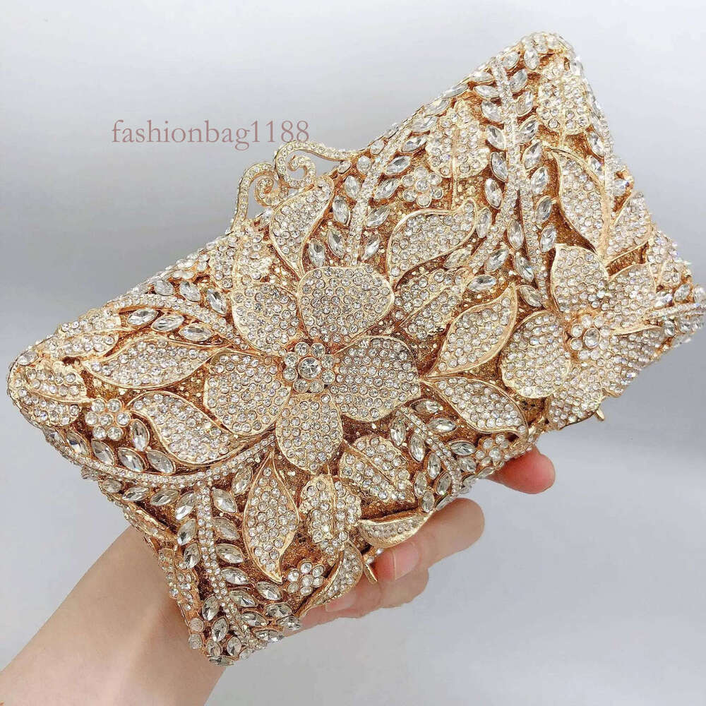 Evening Gold/Sier Chain Shoulder Bags for Women Stones Day Clutches Dias Metal Ladies Clutch Handbags