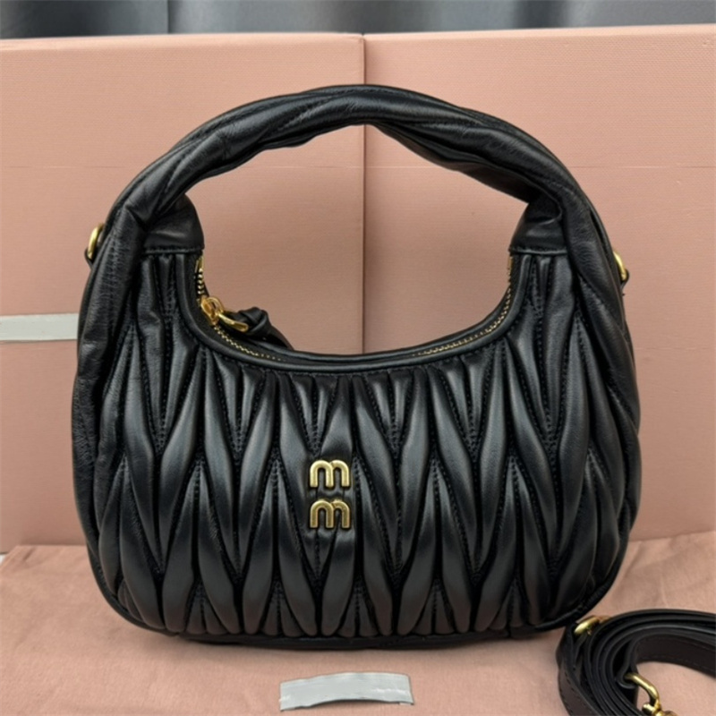 Luxury Wander Matelasse hobo Underarm bag pink Designer bags Fashion bag Soft Sheepskin Crescent Bag Womens men handbag leather crossbody Shoulder Bags Evening Bag