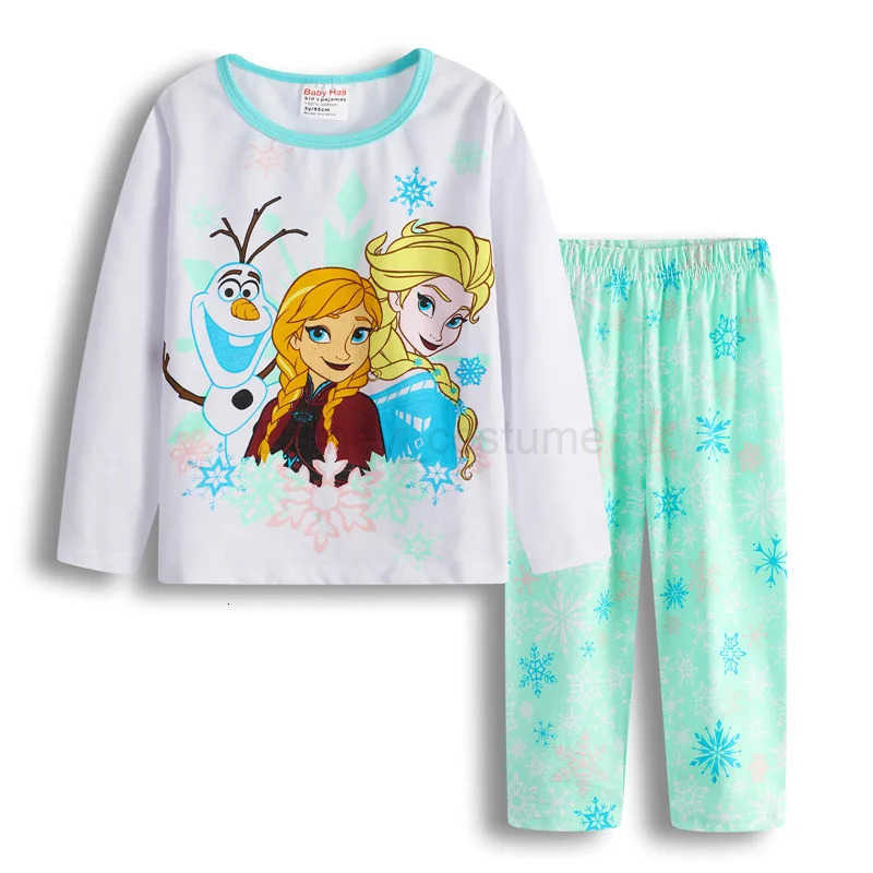 Disney New Kids Pajama Set Cotton Soft Elsa nightwear Anna Print Loungewear Long Sleeve Pjs Sleepwear for Toddler Boys Girls nighty H250926