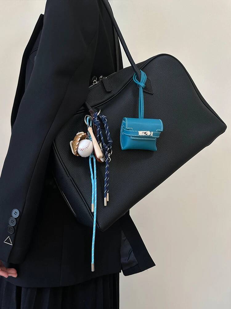 Bla Leather Large Capaci Tote Women's 2025 New mat High-End Single oulder Boston Bag Casual Sle