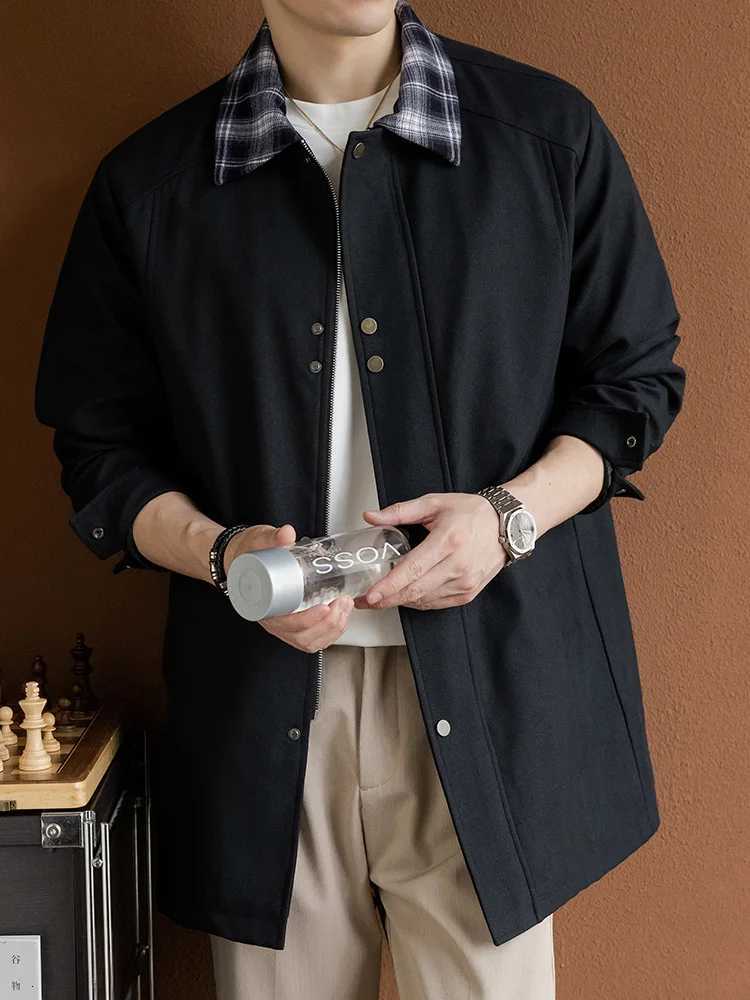 Big Tall 8XL MidLength Trench Coat Oversized Casual Long Jacket Outerwear Korean Fashion Mens Jacket Autumn Winter Coats W250926