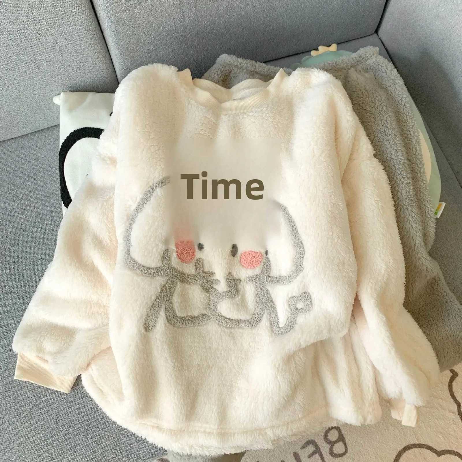 Thickened Coral Fleece Womens Sleepwear Autumn Winter New Style Internet Famous Home Clothes Set Cartoon Little Elephant Z250925