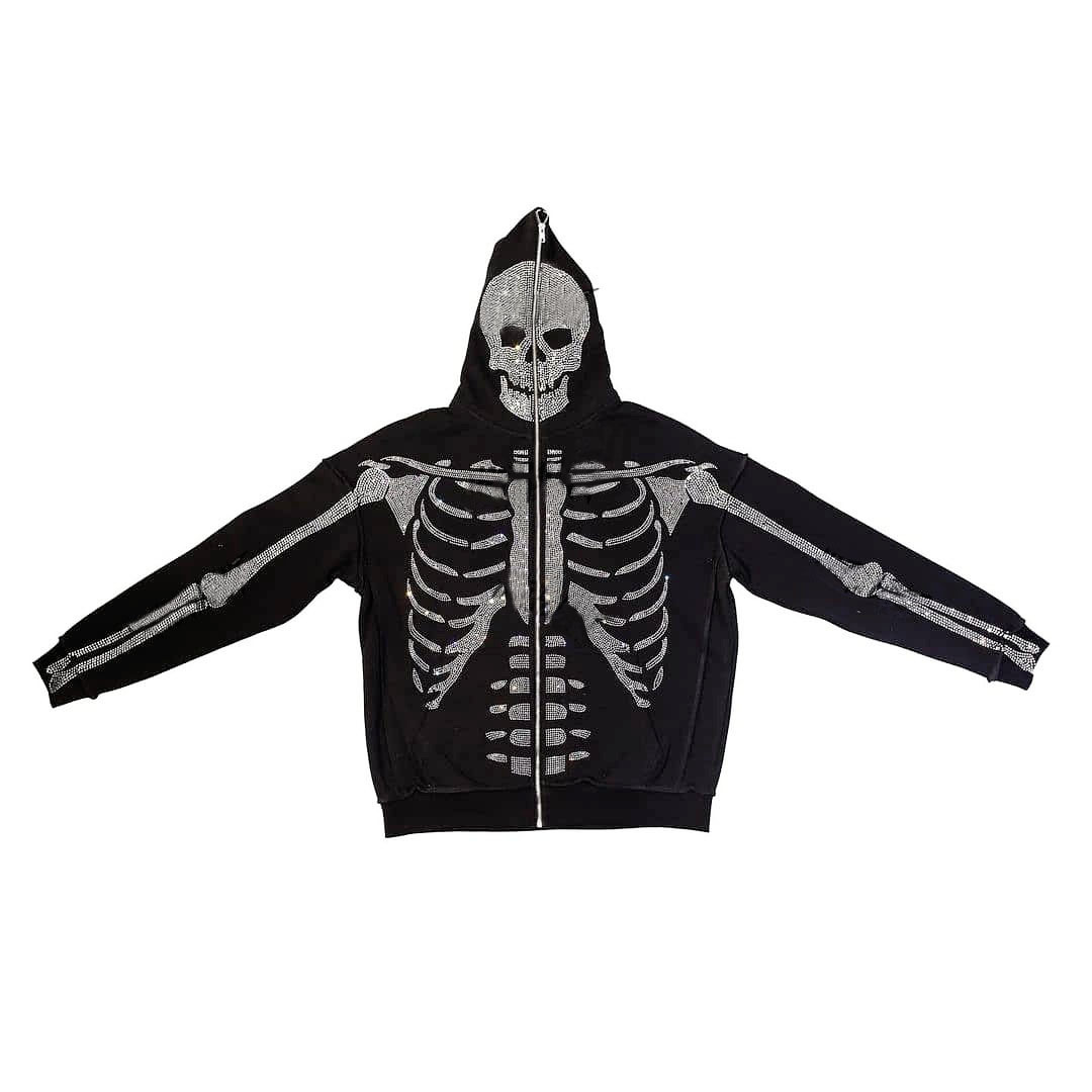 Designer Women's Hoodies Autumn and Winter Fashion Women's Casual Loose Coat Top Ironing Diamond Printed Hooded Halloween Hoodie