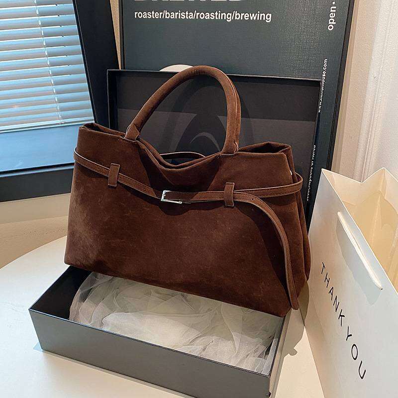 Womens Bags Large Capacity Suede Matte Vintage Tote Shoulder Bag