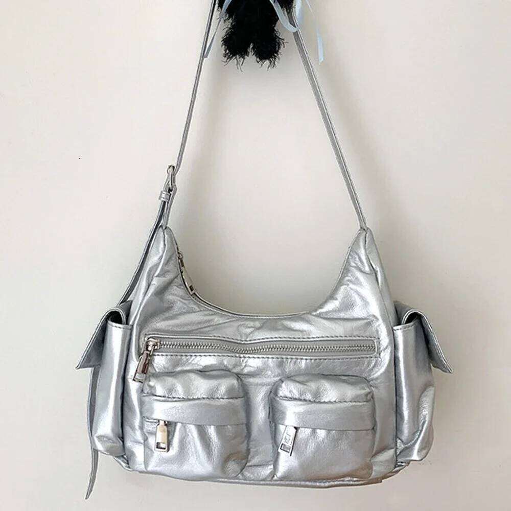 Large Capacity Sling Bags Women's Multi-Pocket Satchel Leather Retro Commuting Shoulder Ladies Solid Versatile Crossbody Bag