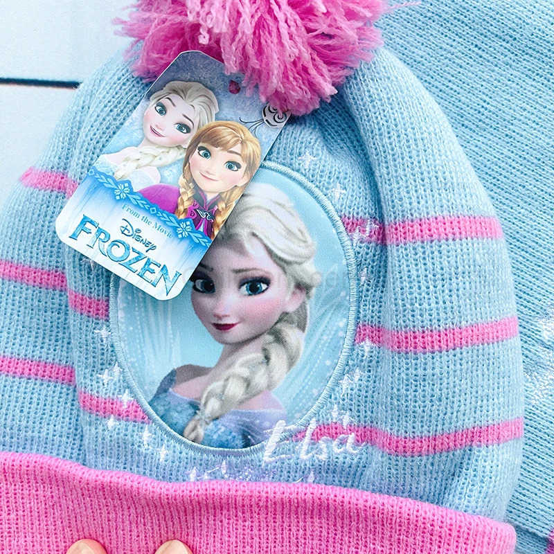 Disney 3pcsset 48Years childrens hat Elsa princess Cartoon hat scarf gloves hat knitted sets girl cap keep warm girls headgear H250926