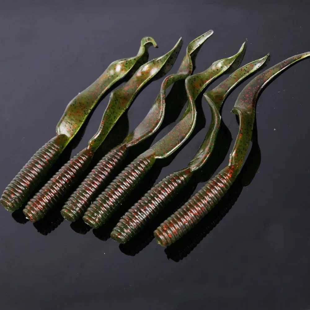 6pcs 17cm 12g Long Tail Fish Silicone Soft Bait Jig Wobbrs Lures Artificial Rubber Baits Bass Swimbait Fishing Tack W250926