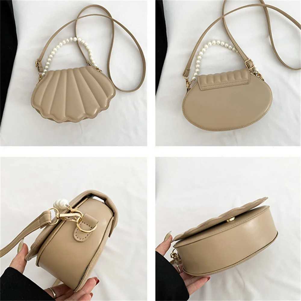 Crossbody Bag Women Pearl Chain Handbag Lady Girls Leather Flap Shoulder Bag Casual Solid Color Purse Sac Femme Bandouliere Luxe Z250926