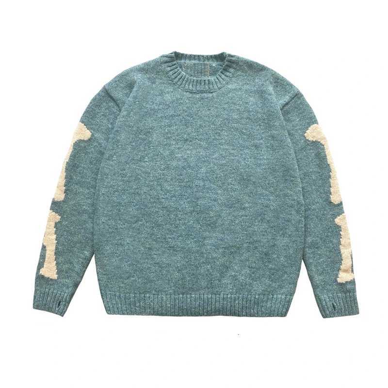 Vintage Hirata Loose Bone Skeleton Knitted Casual Sweater Men Printing Long Sleeve Japan Pullover Annual Jia Brand Y2k W250926